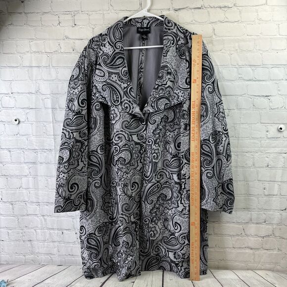 Maggie Barnes Paisley Art to Wear Blazer Womens Sz 2X 22/24 Black Silver Classic - Picture 2 of 9